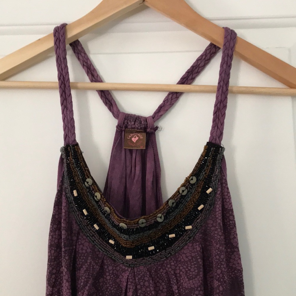 Anthropologie Language La Beaded Tank Top View 2